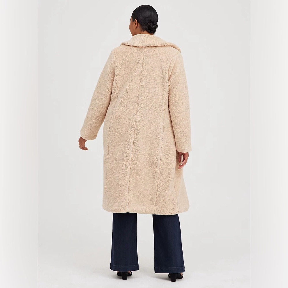 NWT Torrid Tan Long Sherpa Coat - Torrid Size 3 (22-24 or 3X) - Picture 4 of 16